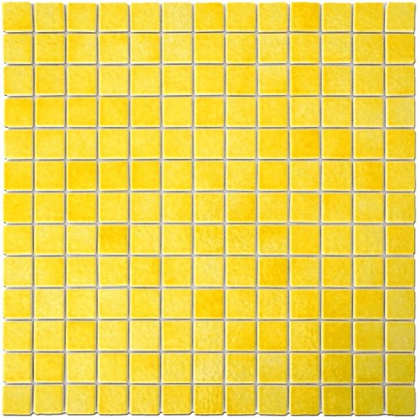 Emaux de Briare GENÊT jaune soleil brillants pour mosaïque 2,5 × 2,5 cm sur filet vendus à la plaque