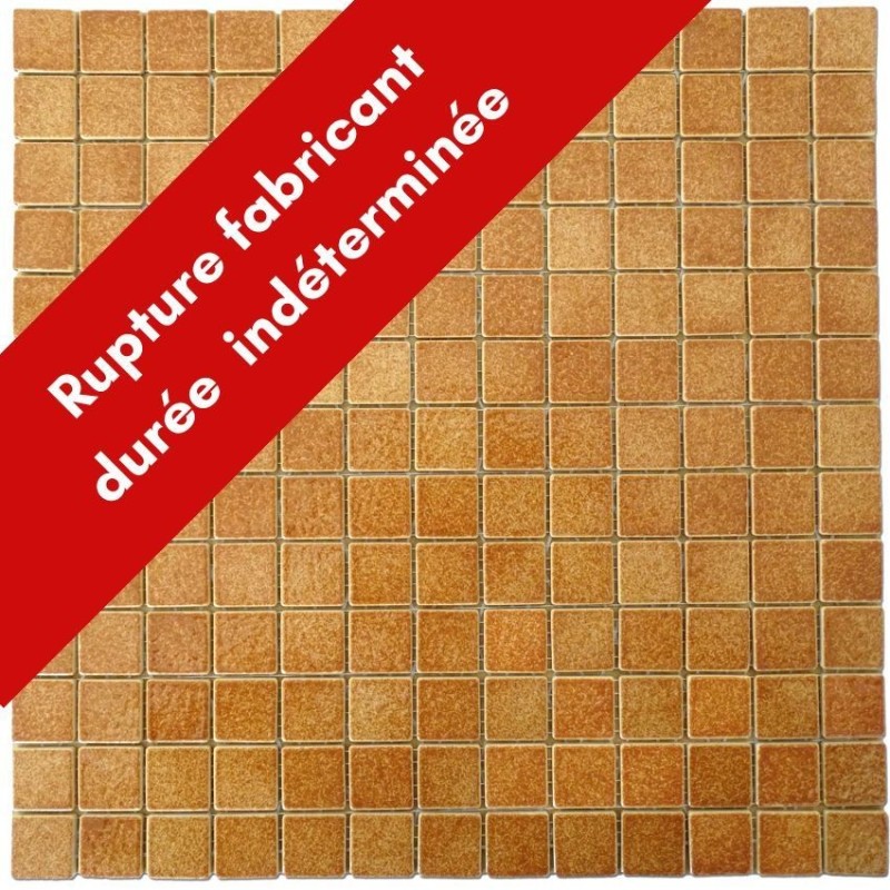 Emaux de Briare CORIANDRE caramel brillants pour mosaïque 2,5 × 2,5 cm sur filet vendus à la plaque ou par boîte de 9 plaques