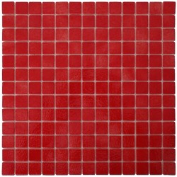 Emaux de Briare PIVOINE rouge brillants pour mosaïque 2,5 × 2,5 cm sur filet vendus à la plaque