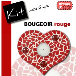 Kit mosaïque Bougeoir CŒUR ROUGE