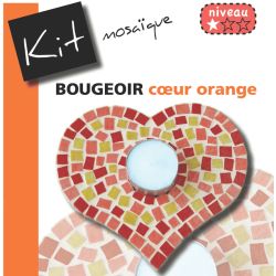 Kit mosaïque Bougeoir CŒUR ORANGE