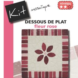 Kit mosaïque Dessous de plat FLEUR ROSE