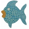 Support bois Forme Poisson décoré avec des Emaux de Briare couleur BAHAMAS (corps du poisson) et MANDARINE (bouche) et du Miroir