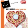 Kit Mosaïque Support bois Bougeoir Cœur décoré avec des Emaux de Briare POLLEN, ZINNIA et PIVOINE