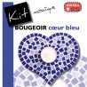 Kit Mosaïque Support bois Bougeoir Cœur décoré avec des Emaux de Briare LAVANDE et DANUBE