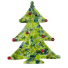 Support bois Sapin décoré avec de la Crackle VERT et des billes de verre ROUGE et VERT