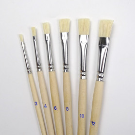 Lot de 6 pinceaux en soie naturelle de 6 largeurs différentes pour peinture et verni des supports en bois pour mosaïque