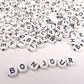 Lettres rondes blanches pour mosaïque BONJOUR