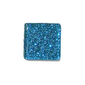 Pâtes de verre pailletées TURQUOISE bleu 1 × 1 cm en gros plan