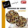 Kit Mosaïque 2 Supports bois Dessous de verre ronds décorés avec des pâtes de verre translucides et pailletées camaïeu marron