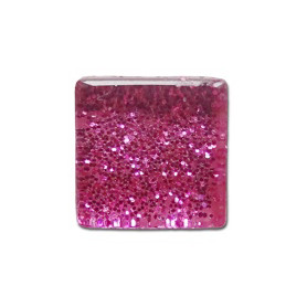 Pâtes de verre pailletées GRENAT rose 1 × 1 cm gros plan