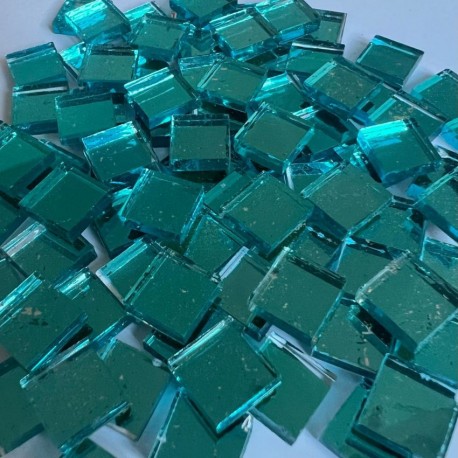 Tesselles de miroir BLEU Déclassé 1 × 1 cm pour mosaïque vendues par 100 g